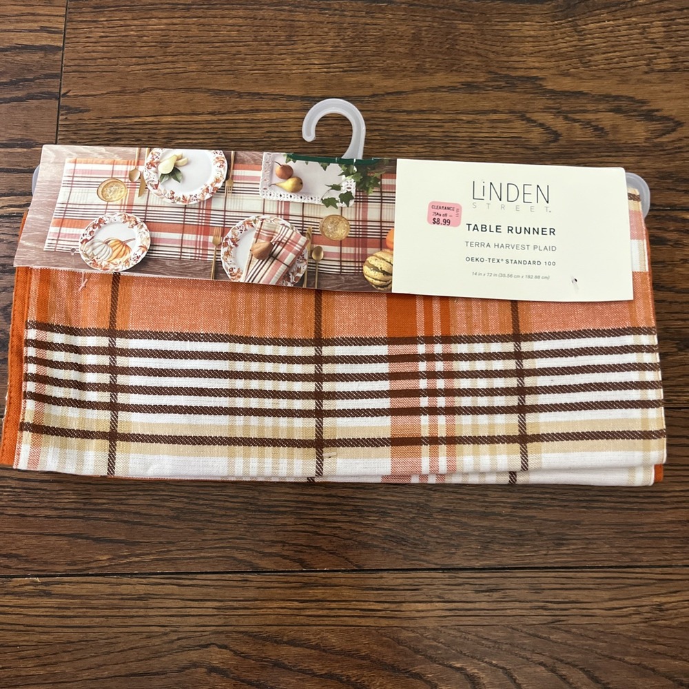 Linden Street Table Runner Terra Autumn Harvest Tartan Plaid 14" x 72 "